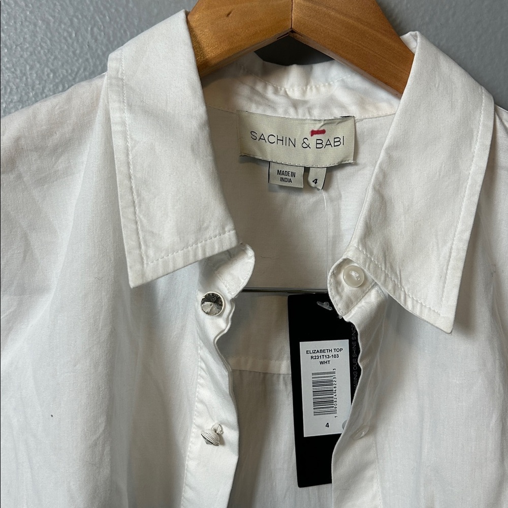 Sachin + Babi Elizabeth Top - White White Shirt Jacket size 4 - Picture 8 of 16